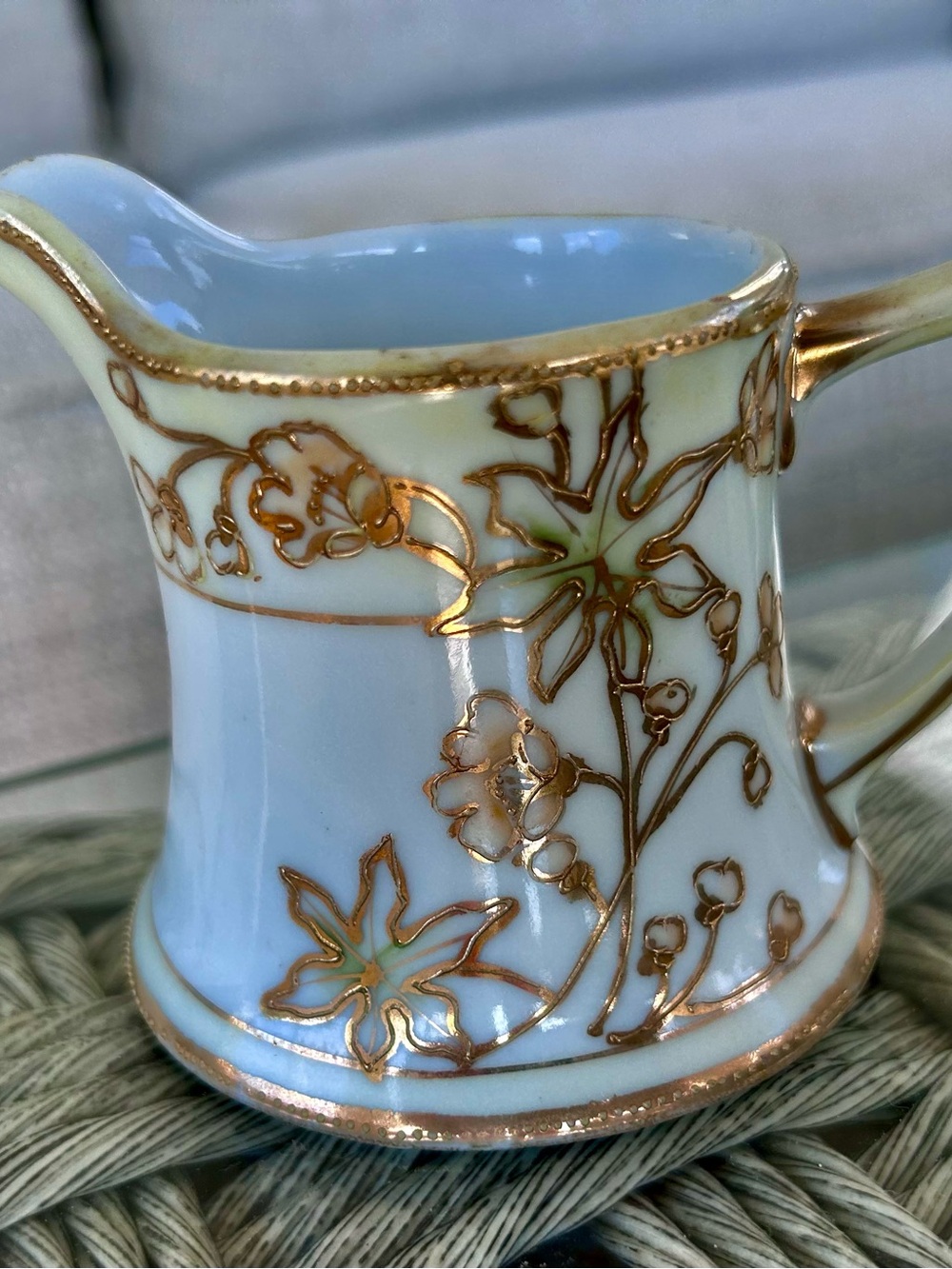 Antique 1910s Early Nippon Japan Handpainted floral gold creamer